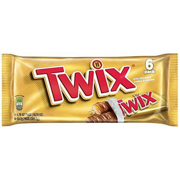 Twix Caramel Cookie Chocolate Candy Bar Singles, 1.79 Ounce (Pack of 6)