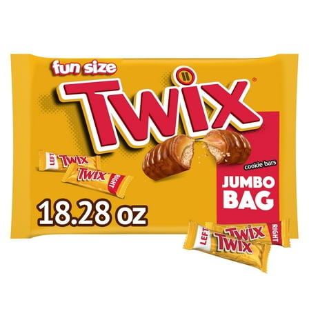Twix Caramel Fun Size Chocolate Cookie Candy Bars, 18.28 oz Bag