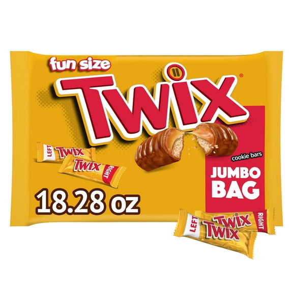 Twix Caramel Fun Size Chocolate Cookie Candy Bars, 18.28 oz Bag