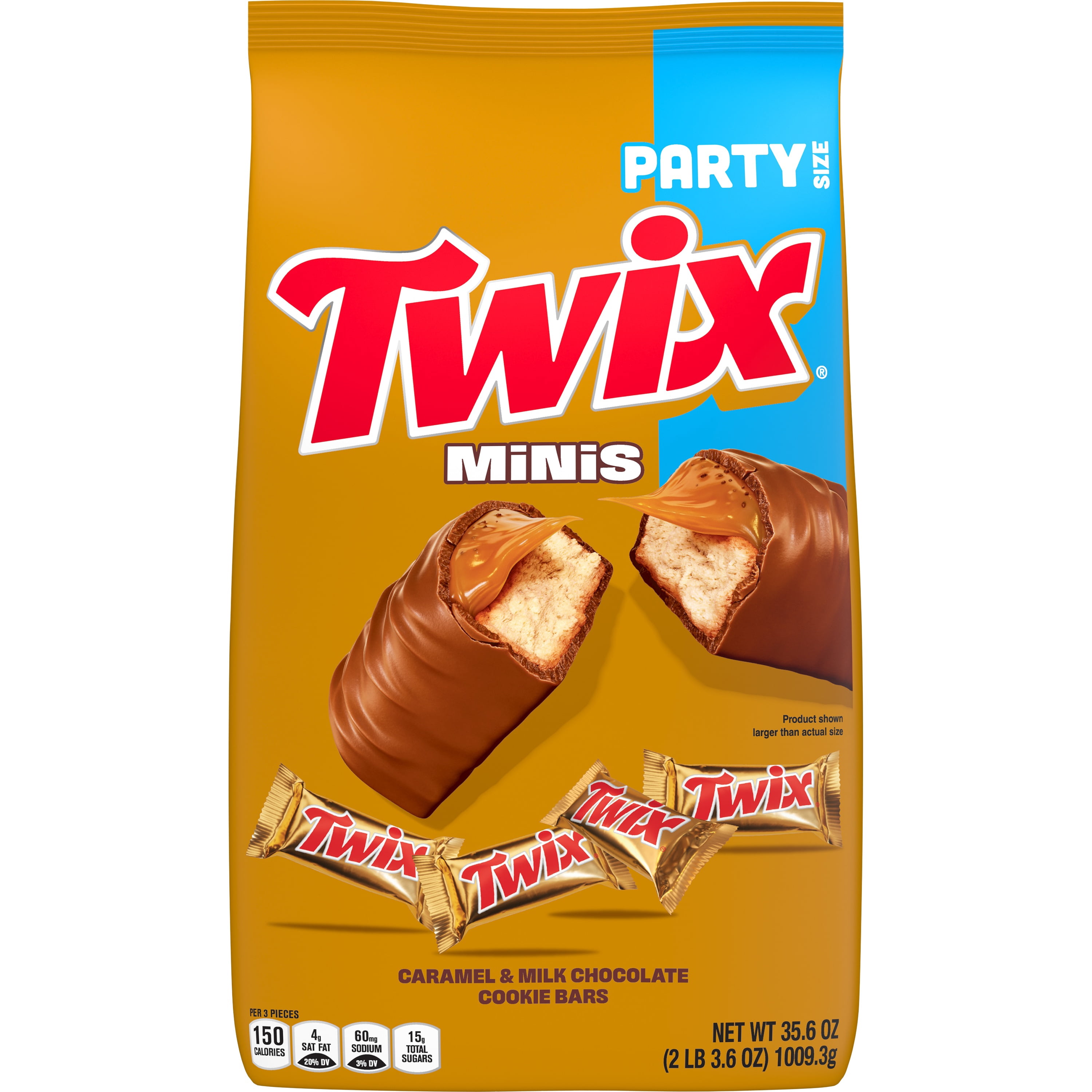 Twix Caramel Minis Size Chocolate Cookie Bar Candy Bag, 35.6 oz/95 count