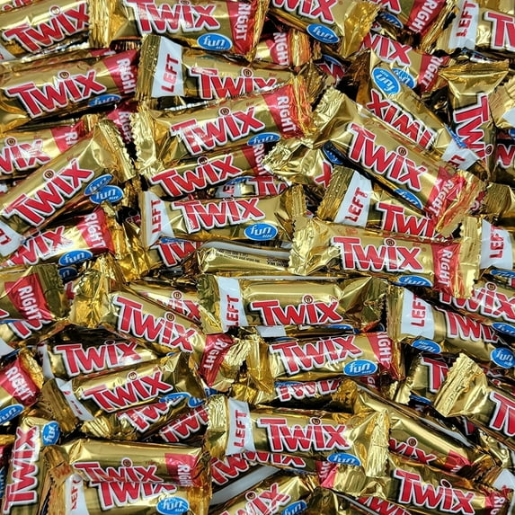 Twix Caramel and Milk Chocolate Fun Size Cookie Bar LEFT and RIGHT Twix Individually wrapped Bulk Snack Size Candy Pack 4 Pound