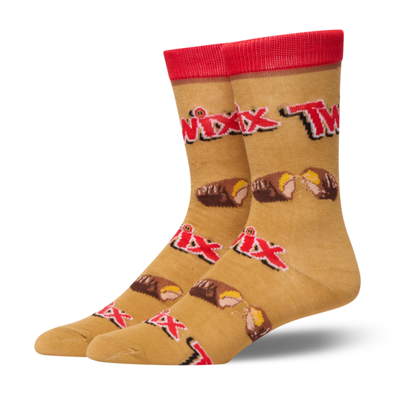 Crazy Socks – Twix Logos Unisex Crew Socks Large – Fun Candy Graphic, Comfortable All-Day Wear,