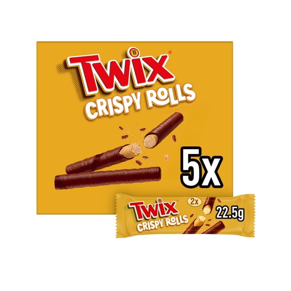 Twix Milk Chocolate Crispy Rolls 5 pack 112.5g, Imported from Britain