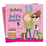 Twizler 13th Birthday Card for Girls - Selfie - Childrens Age 13 Happy Birthday Greeting Card for Daughter Granddaughter Niece Teenager Kids