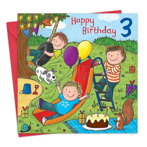 Twizler 3rd Birthday Card for Boys - Playground - Children's Age 3 Happy Birthday Greeting Card for Son Grandson Nephew Kids