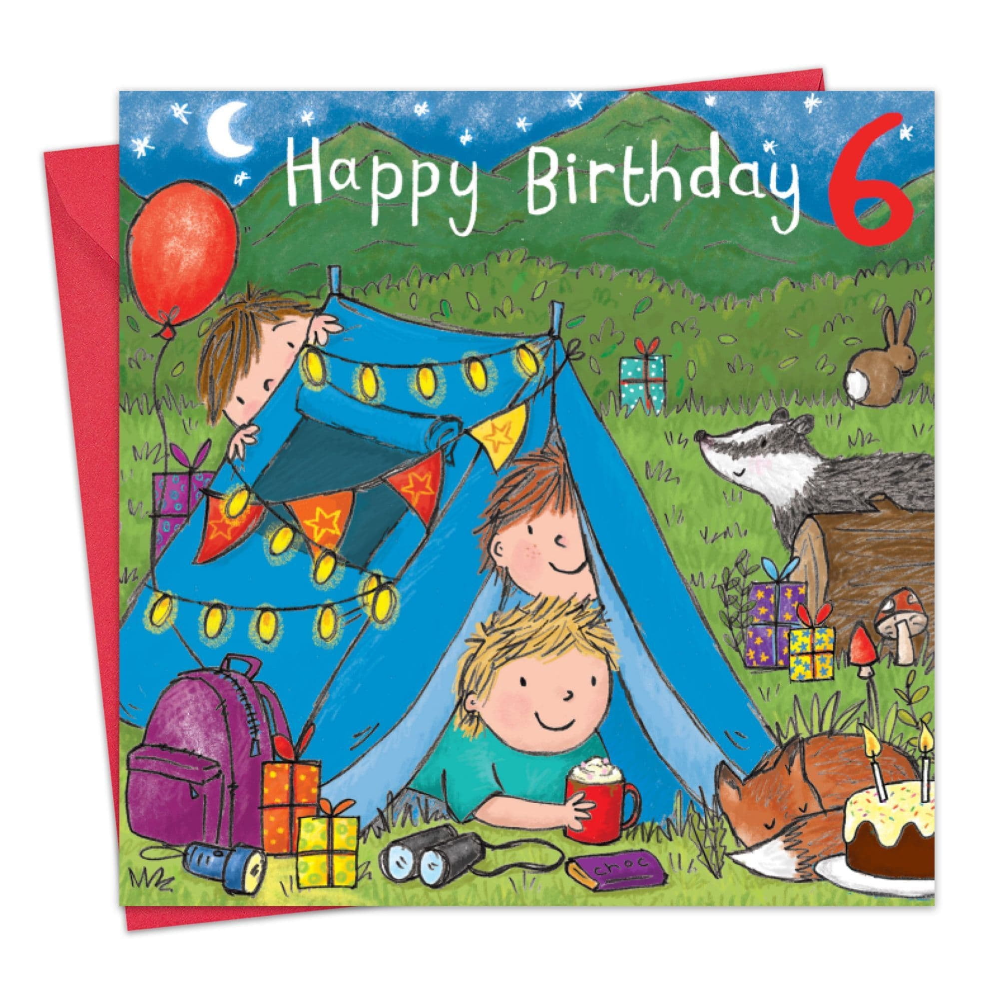 Pirate 6th Birthday Card For Boys - Age 6 Children's Greeting Card With Cute Animal Pirates
