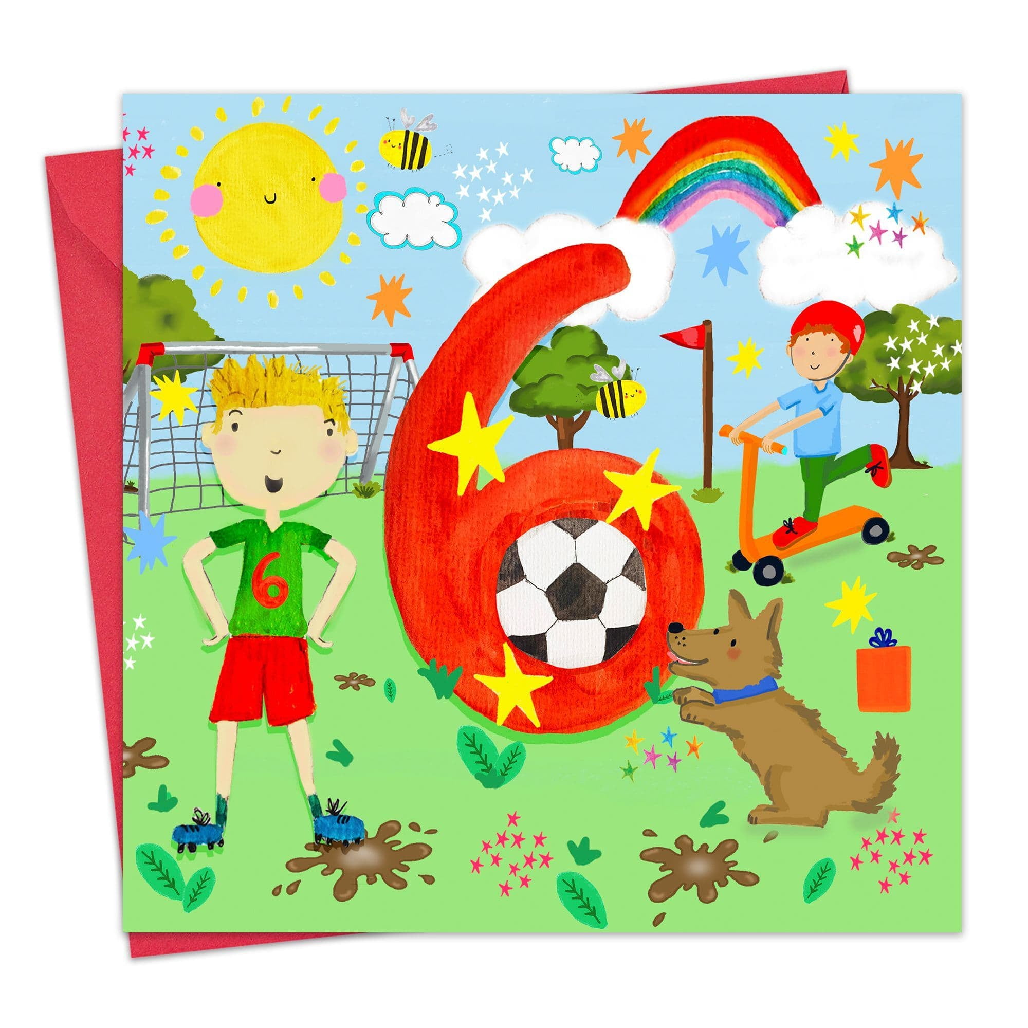 Twizler 6th Birthday Card for Boys - Soccer - Children's Age 6 Happy Birthday Greeting Card for Son Grandson Nephew Kids