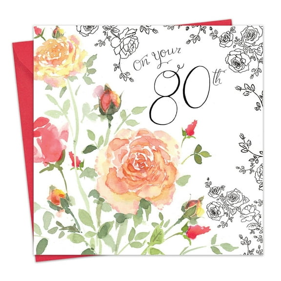 Twizler 80th Birthday Card for Her - Womens Age 80 Happy Birthday Greeting Card for Nan Grandma Mom Wife