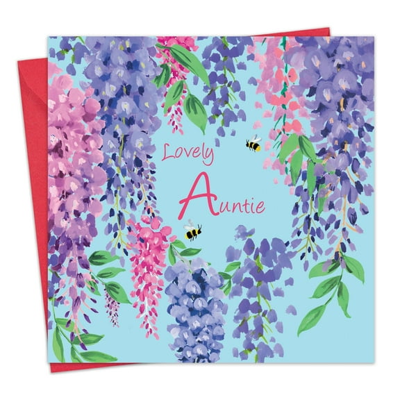 Twizler Auntie Birthday Card - Wisteria Floral - Happy Birthday Card for Auntie or Aunty or Aunt