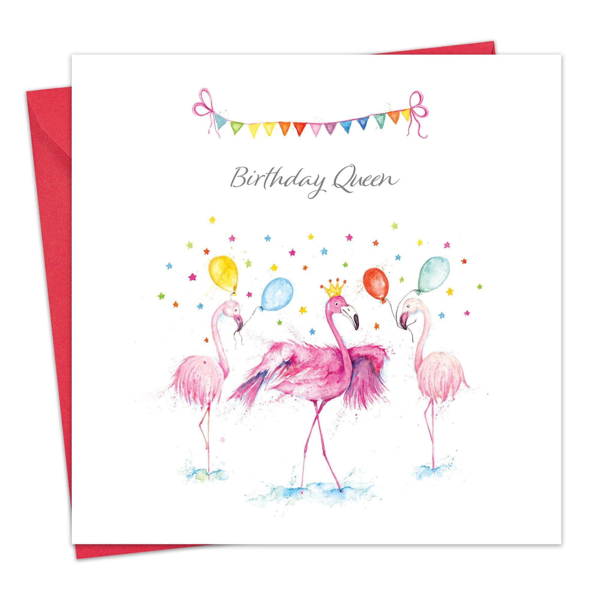 Twizler Birthday Card Flamingo Birthday Queen - Happy Birthday Card for Women - Birthday Card for Her - Card for Wife or Girlfriend or Partner