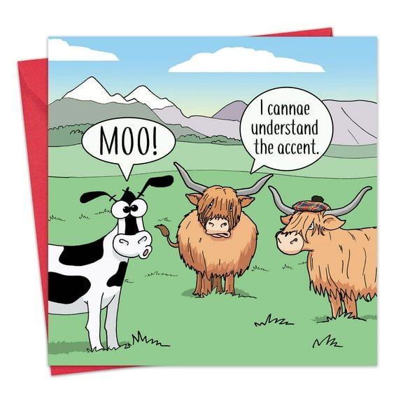 Twizler Funny Card Highland Cows - Blank Scottish Card for Him or Her - Humor Happy Birthday Greeting Card for Men or Women - New Home - Anniversary - Valentine's Day