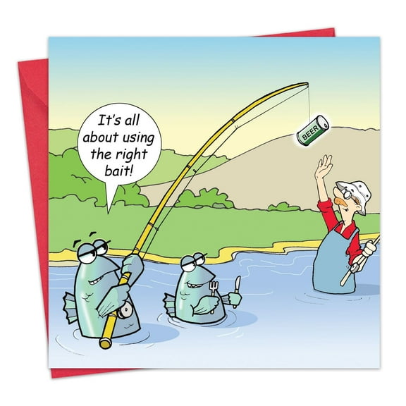 Twizler Funny Card for Men Fishing - Blank Card - Humor Happy Birthday Greeting Card for Him - Retirement - Anniversary - Father's Day