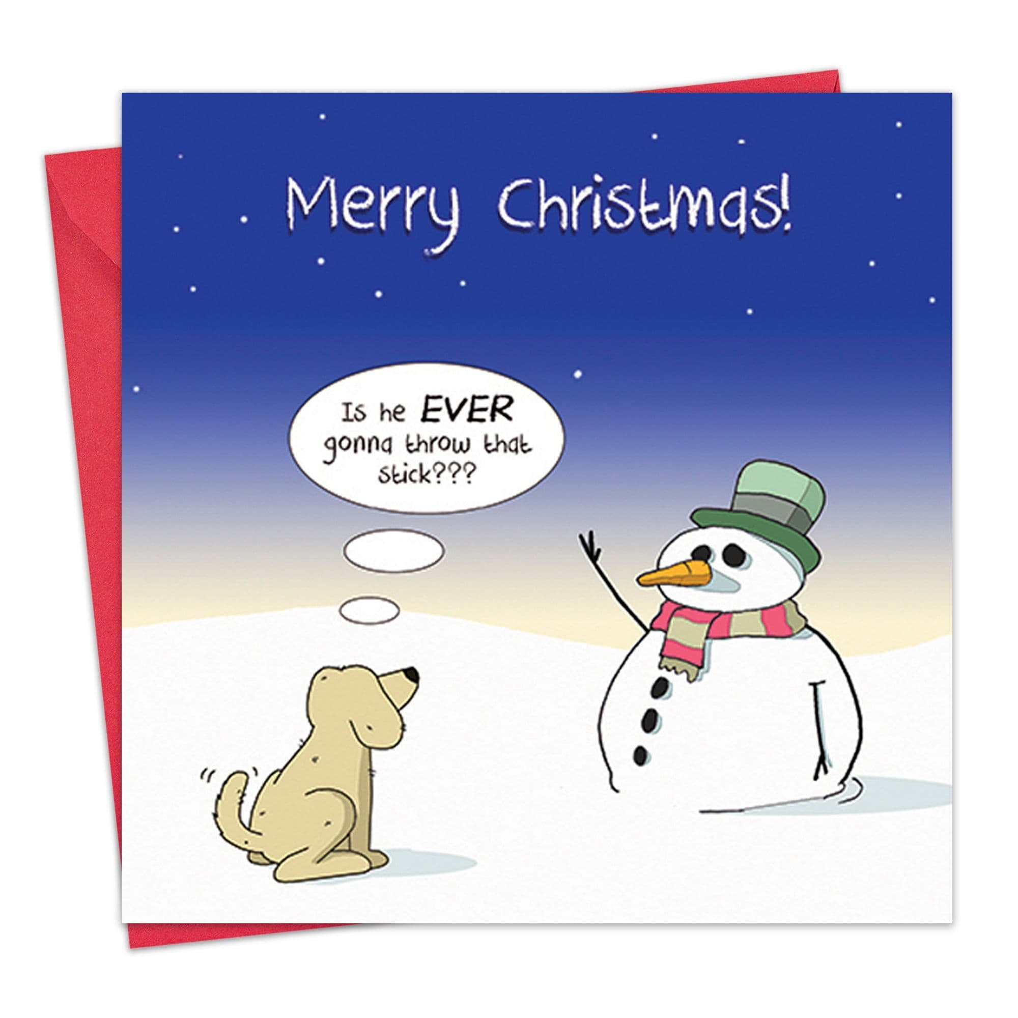 Twizler Funny Christmas Card with Dog & Stick - Humor Dog Merry ...