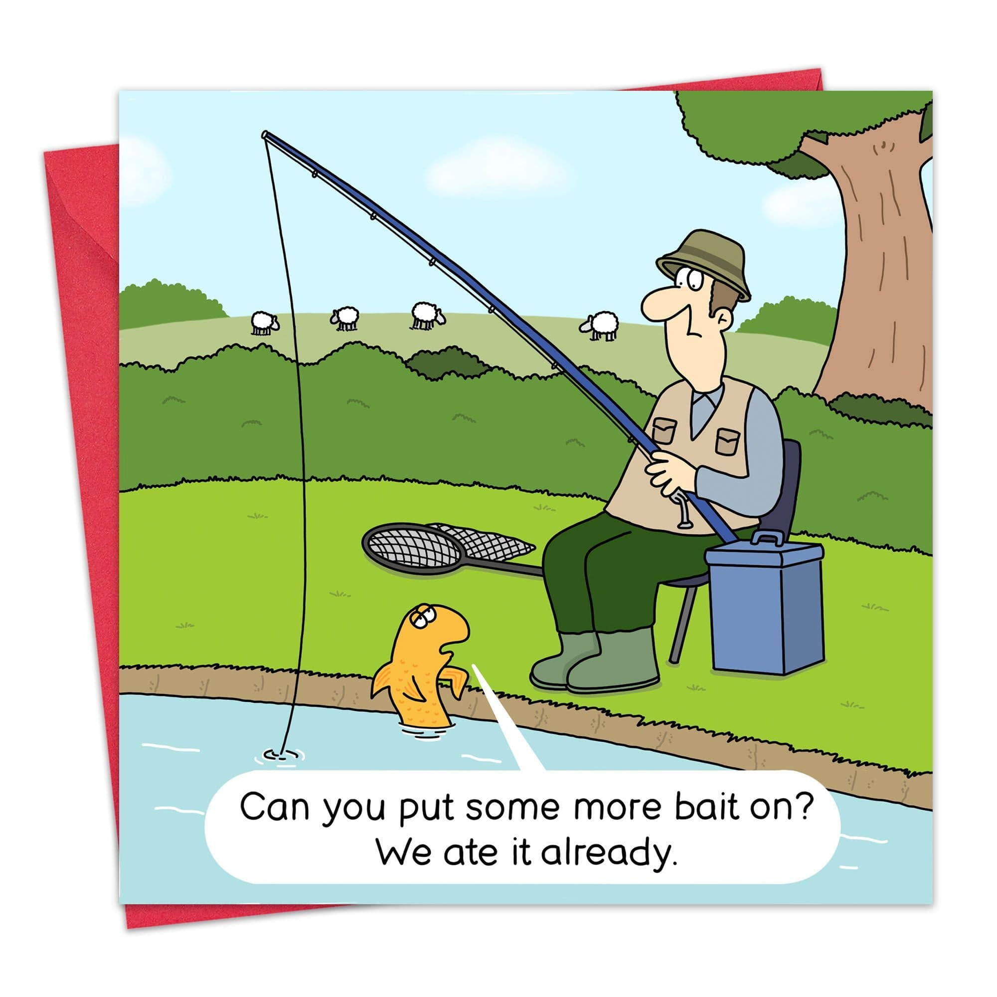 Twizler Funny Fishing Birthday Card for Men - More Bait - Humor Fishing Card - Blank Inside - Male Him Dad Husband Son Brother - Anniversary - Retirement