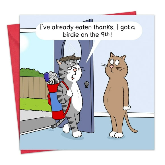 Twizler Funny Golf Card - Cat Birdie - Funny Cat Golf Birthday Card for Men - Blank Inside - Husband Dad Son Brother Him Male - Humor Fathers Day - Anniversary - Retirement