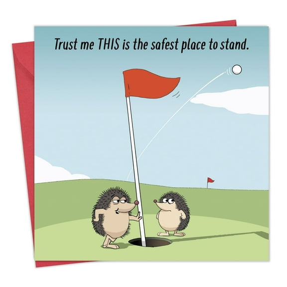 Twizler Funny Golf Card Hedgehogs - Blank Card - Humor Happy Birthday Greeting Card for Men or Women - Anniversary - Retirement - Father's Day