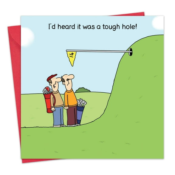 Twizler Funny Golf Card - Tough Hole - Blank Inside - Funny Golf Birthday Card for Men Women - Fathers Day - Anniversary - Retirement