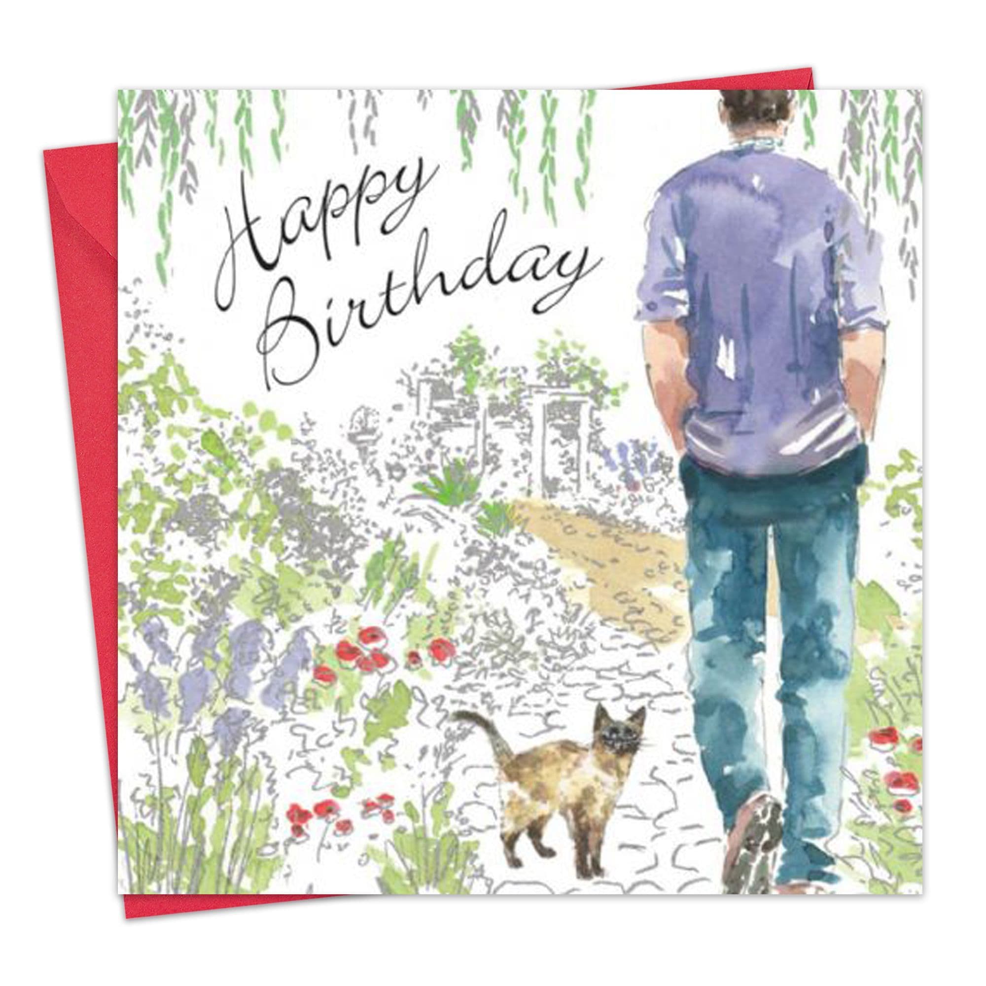 Geburtstagskarte Für Stiefsohn Mit Hund & Bergen – Twizler Premium-Karte Mit Silberfolie & Aquarelleffekt, 'To A Special Step Son'