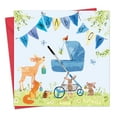 thumbnail image 1 of Twizler New Baby Boy Card - Blue Crib and Woodland Animals - Boys Baby Shower Greeting Card - Congratulations New Parents, 1 of 5