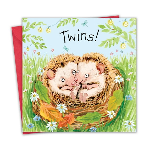 Twizler New Twins Card - Hedgehogs - New Baby Twins Card - Baby Boys or Girls - Newborn Shower - Mum To Be - Dad To Be