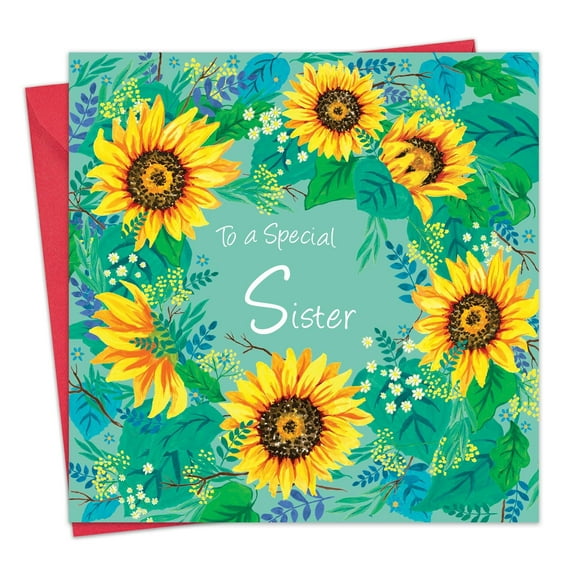Twizler Sister Birthday Card - Sunflowers Floral - Happy Birthday Card for Sister Adult