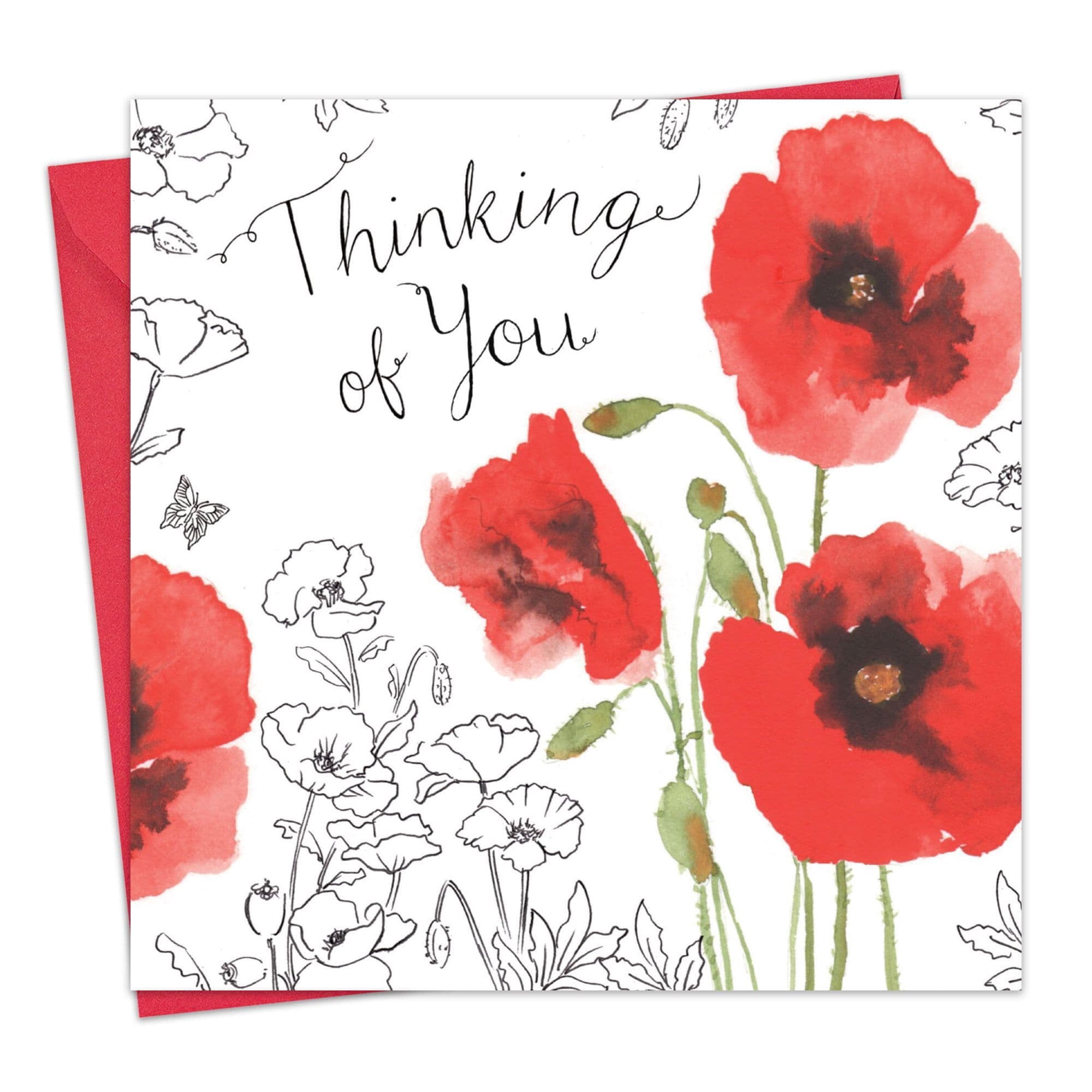 Twizler Beileidskarte „Thinking Of You“ – Mit Lavendel-Blumenmuster, Innen Blanko, 15,5 X 15,5 Cm