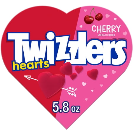 TWIZZLERS Cherry Flavored Hearts Chewy, Valentine's Day Candy Gift Box, 5.8 oz