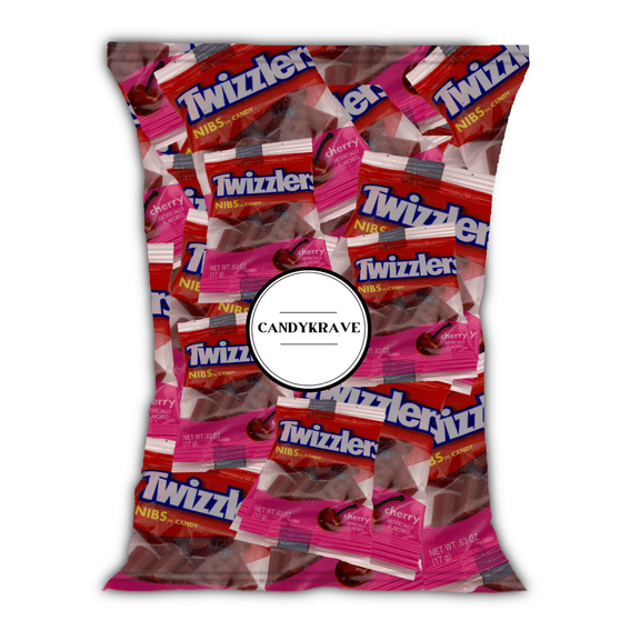 Twizzlers Cherry Flavored Nibs - 50 Pieces - Individually Wrapped Cherry Candy - Chewy & Delicious Candy for Birthdays, Easter, Christmas, Purim & Pantry (2 lbs)