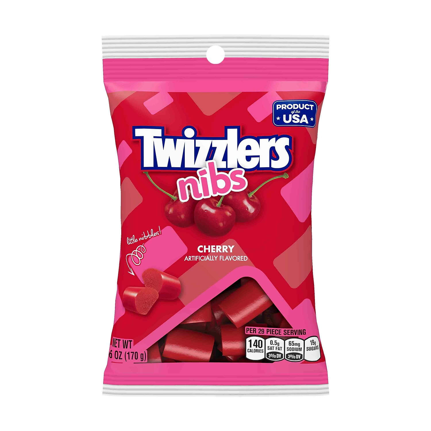 Twizzlers Cherry Nibs, Bite Size Chewy Candy, Low-Fat Kosher