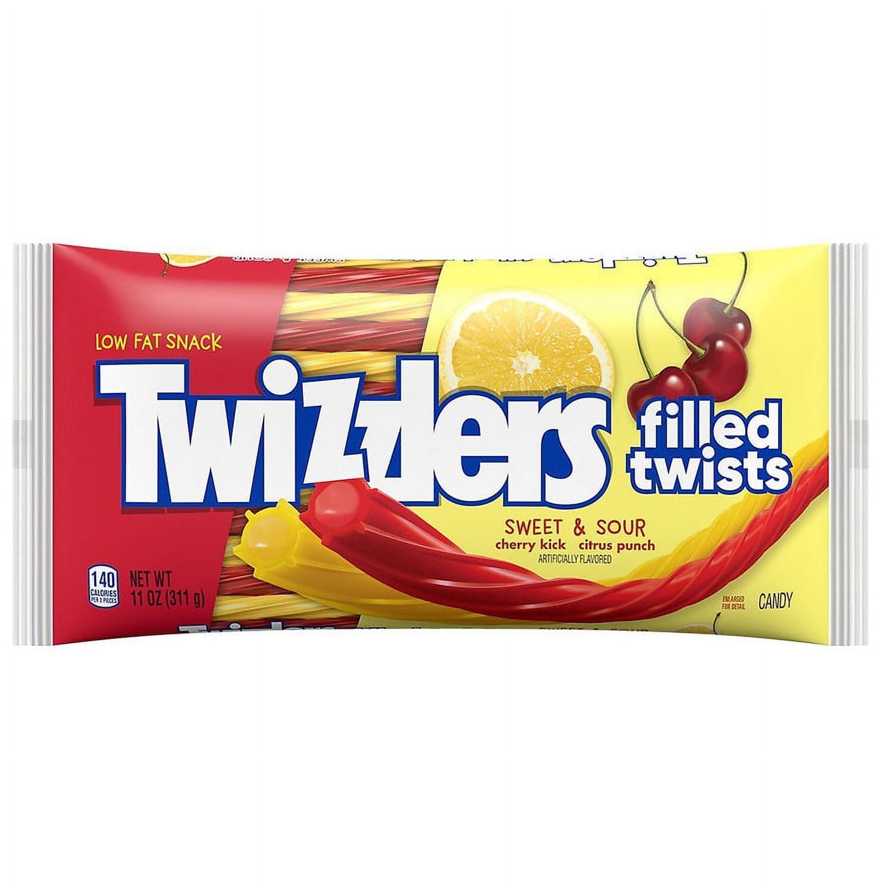 Twizzlers Filled Twists Sweet & Sour Chewy Candy Cherry