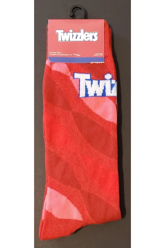 Twizzlers Licorice Candy Adult Unisex Novelty Crew Socks Size 6-12