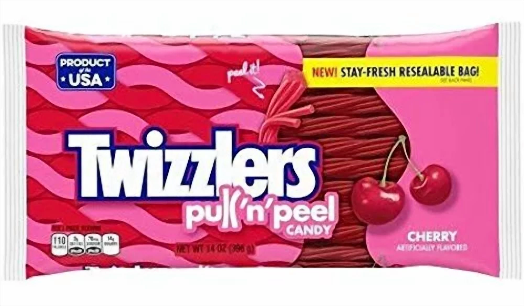 Twizzlers Pull 'n' Peel Candy - Cherry 14 oz [1-Bag]