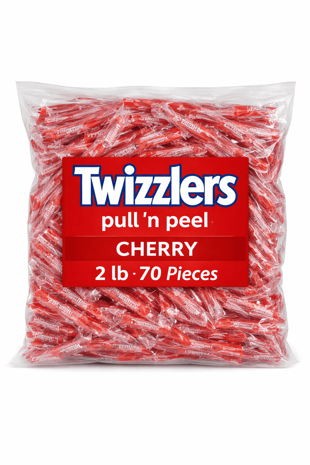 Twizzlers Pull 'n' Peel Cherry Bulk 2 LB Bag Individual Wrapped Chewy ...