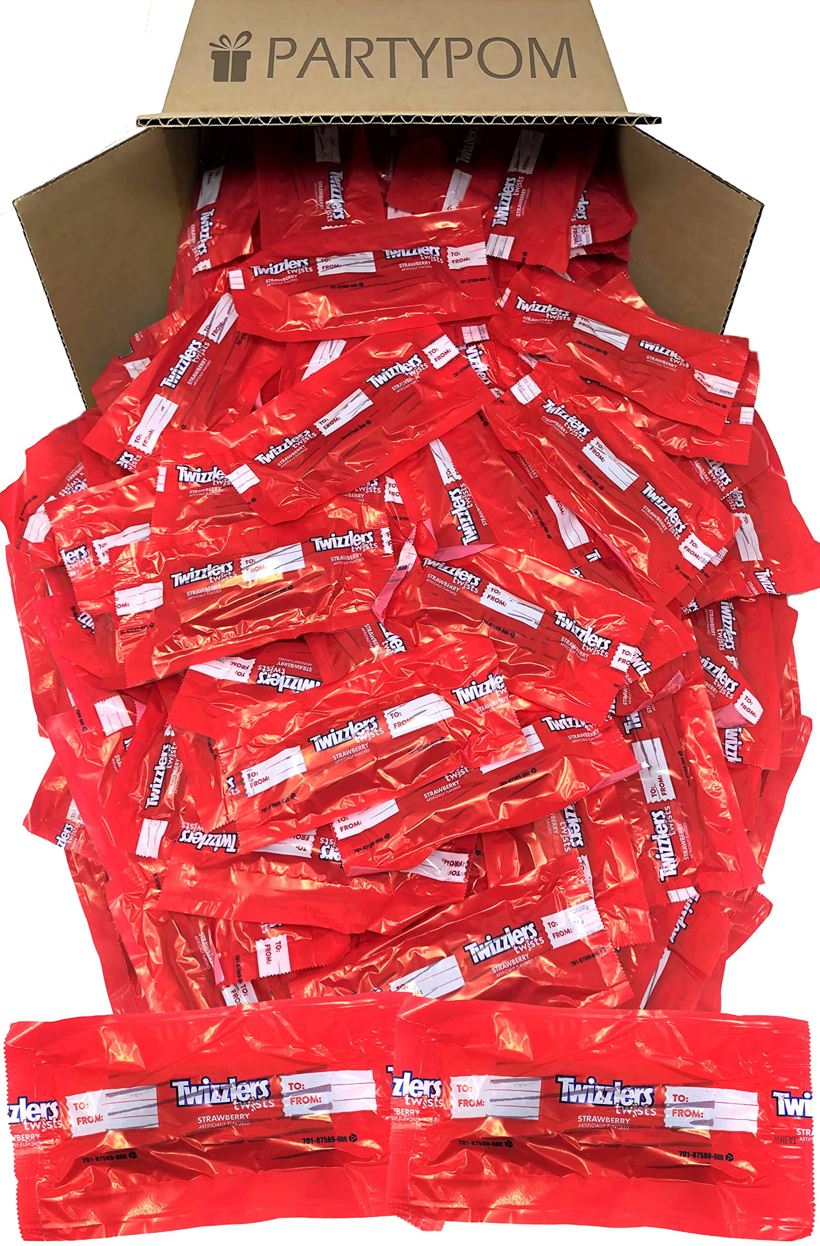 Twizzlers Strawberry Twists, 3 Lb Bulk, Addressable Strawberry Twizzlers Twists Licorice Candy, Mini Snack Size with To and From Labels for Parties and Birthdays