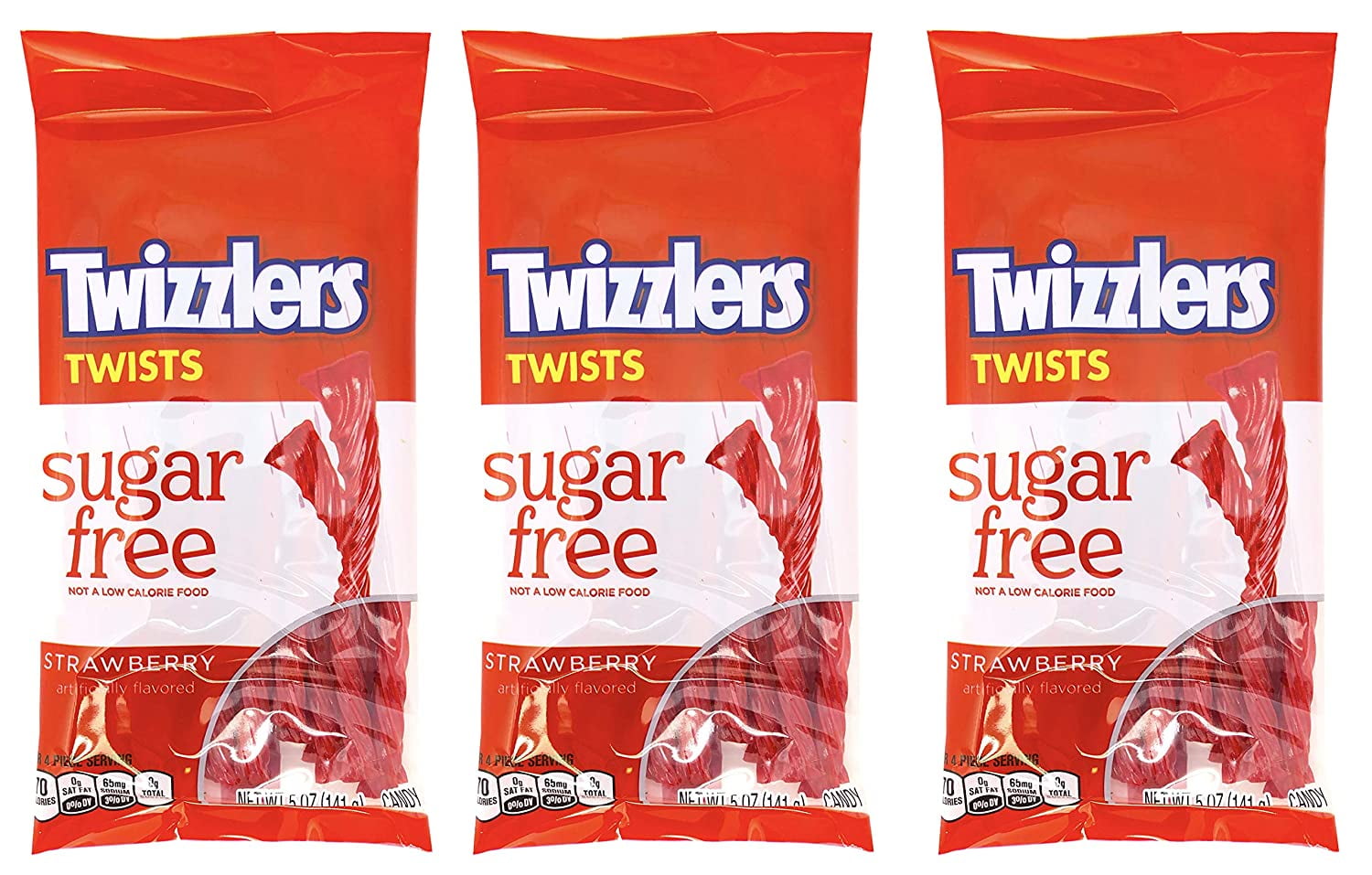Twizzlers Sugar-Free Strawberry Twists - 5 Ounce, Pack of 3