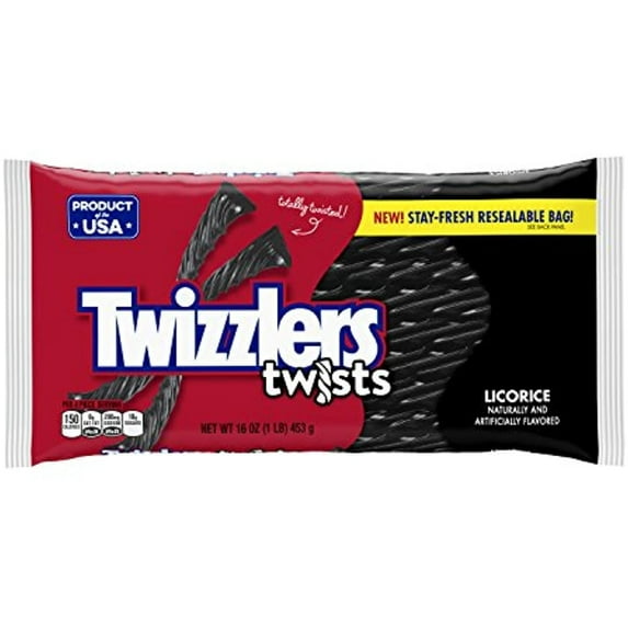 Twizzlers Twists (Black Licorice, 1-Pound Bags, Pack Of 6)