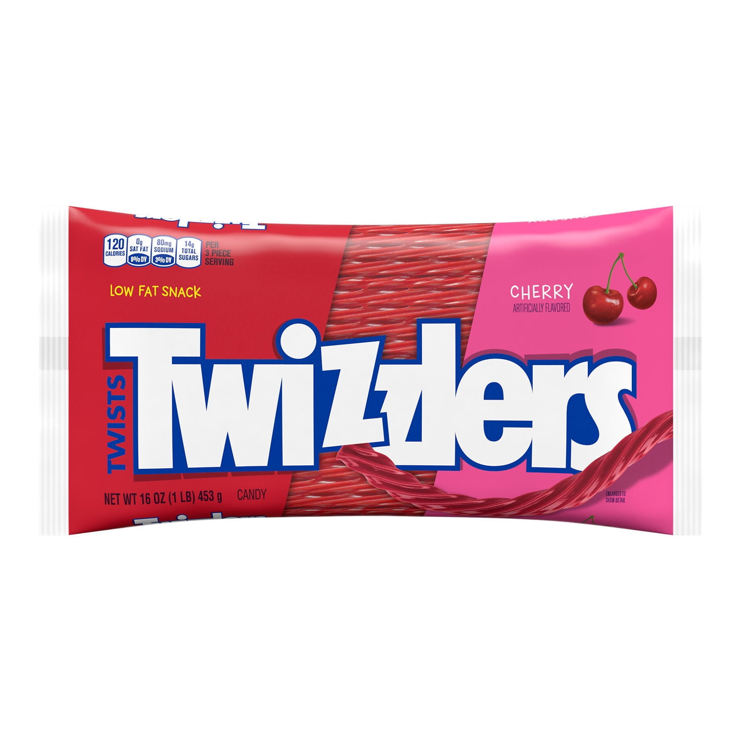Twizzlers Twists Cherry Flavored Licorice Style Low Fat Candy, Bag 16 oz