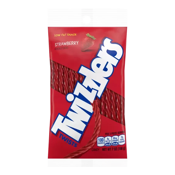 Twizzlers Twists Strawberry Candy  12 Count Pack  7 oz Bags Each  Classic Strawberry Flavored Chewy Twists Bulk Share Size