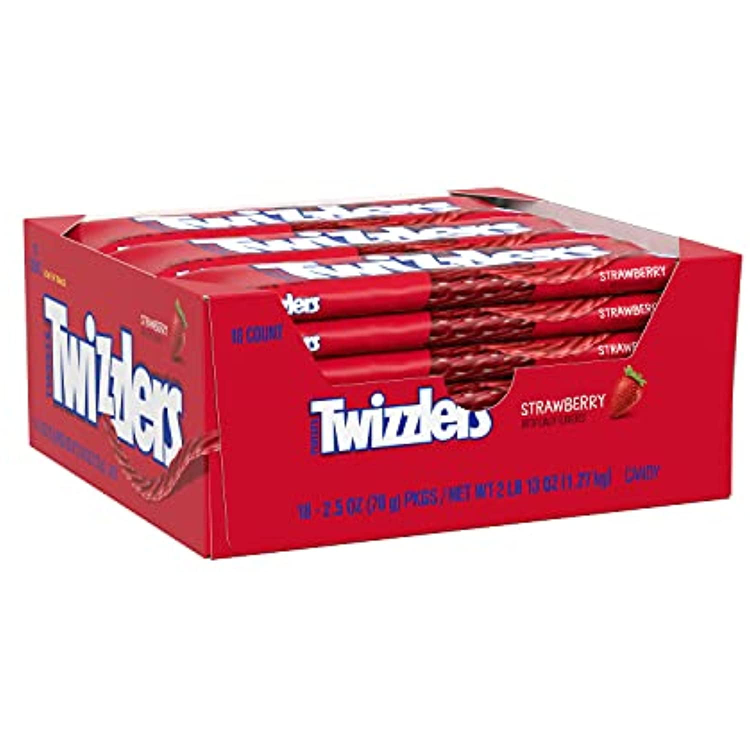 Twizzlers Twists Strawberry Flavored Chewy Candy, Bulk, 2.5 Oz Bags (18 Count)