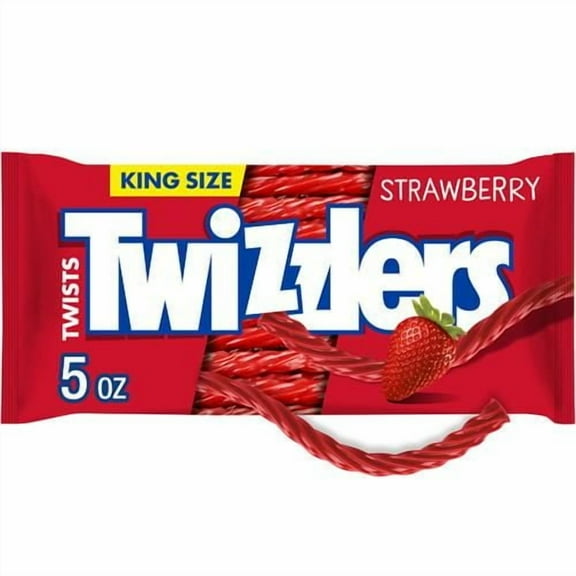 Twizzlers Twists Strawberry Flavored King Size Licorice Style, Candy Bag, 5 Oz - Pack of 2