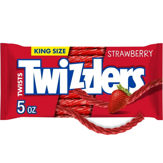 Twizzlers Twists Strawberry Flavored King Size Licorice Style Candy, Bag 5 oz