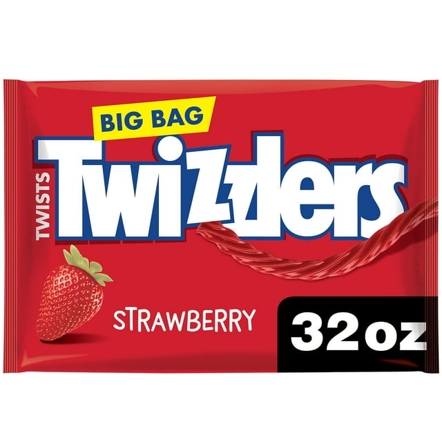 Twizzlers Twists Strawberry Flavored Licorice Style Low Fat Candy, Big Bag 32 oz