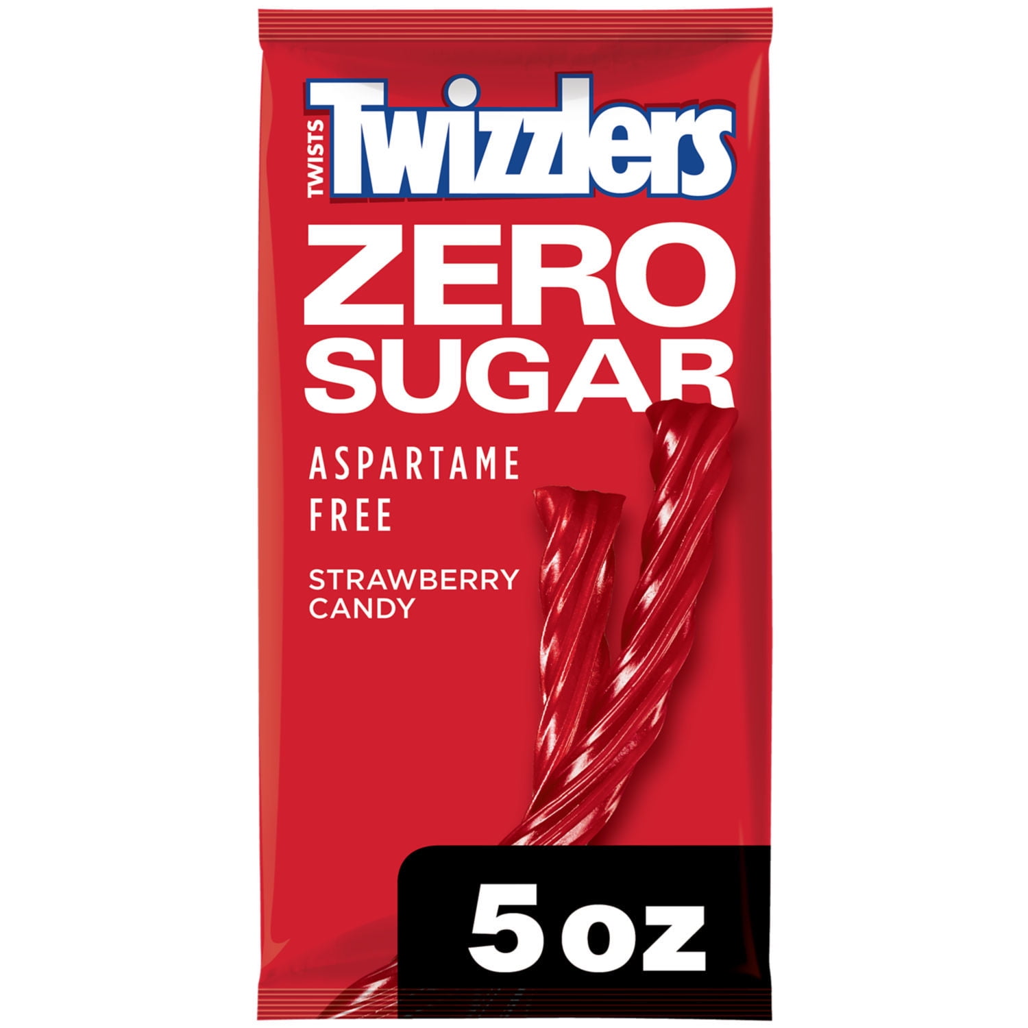 Twizzlers Zero Sugar Twists Strawberry Flavored Licorice Style Candy, Bag 5  oz