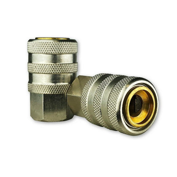 Two 1/4-inch Grip On Closed Lock On Air Chuck Shop Hose Connectors with Quick Release by TYK Industries
