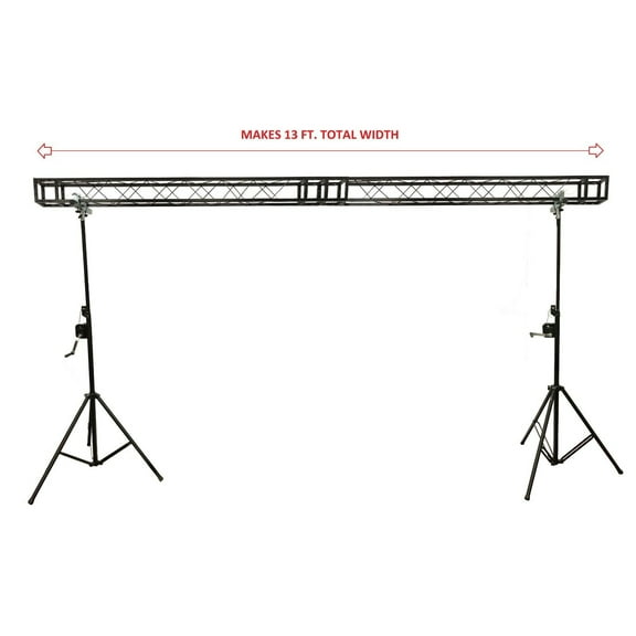 Two 10' Crank Up Stands With 13 ft Span Square Black Box Truss Segments Package