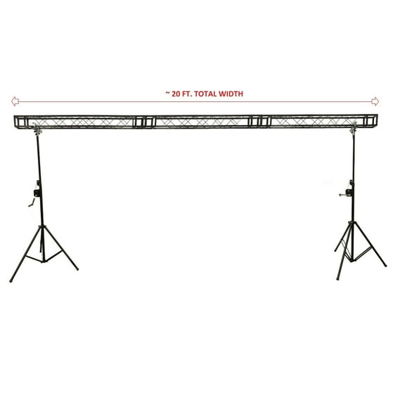 Two 10' Crank Up Stands With 20 ft Span Square Black Box Truss Segments Package