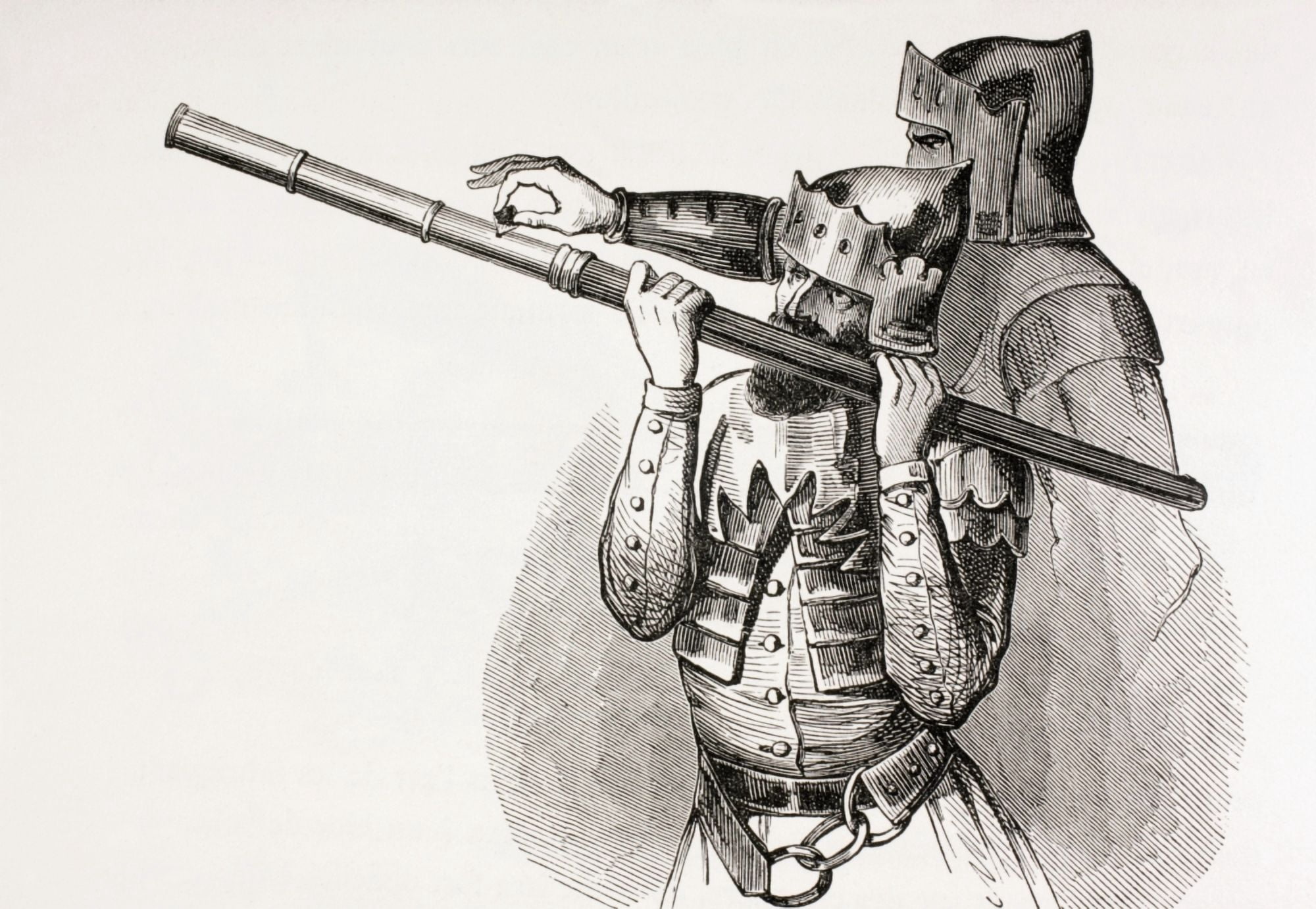 Two 15Th Century Soldiers With A Hand Gun Or Firing Baton From Les Artes Au Moyen Age Published Paris 1873 Canvas Art - Ken Welsh Design Pics (17 x 12)