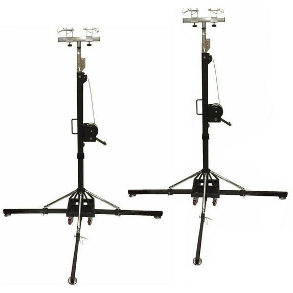 Two 17Ft Heavy Duty Tower Lifter Crank Lighting DJ Concert Stand W/Outriggers