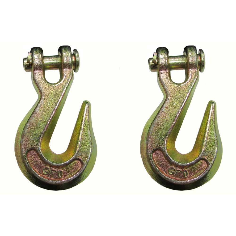 Two (2) 3/8 G70 Clevis Grab Hooks Tow Chain Hook Flatbed Truck/Trailer Tie  Down 