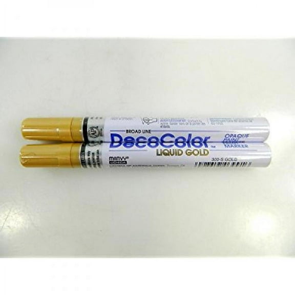 Two (2) Deco Color Marvy Uchida Broad Line Opaque Paint Marker Gold